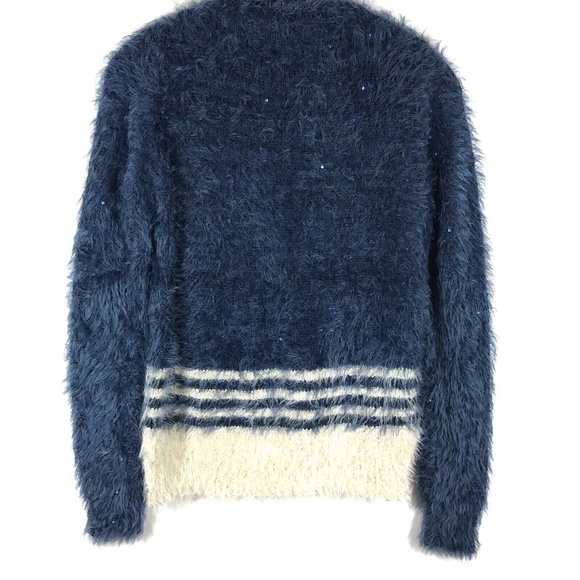 olivia m. Faux Fur Sequined Hi Low Sweater Stripe - Picture 8 of 8